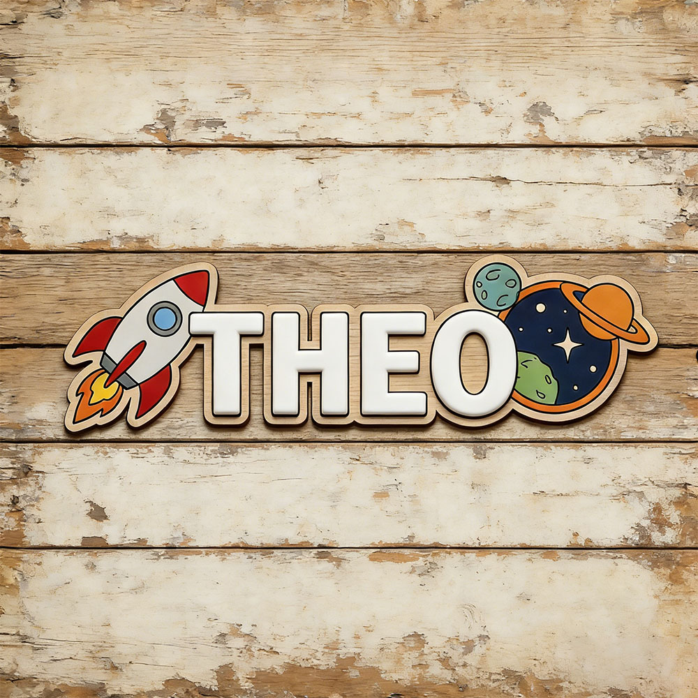 Baby Nursery Gifts - Personalized Space Rocket Name Sign for