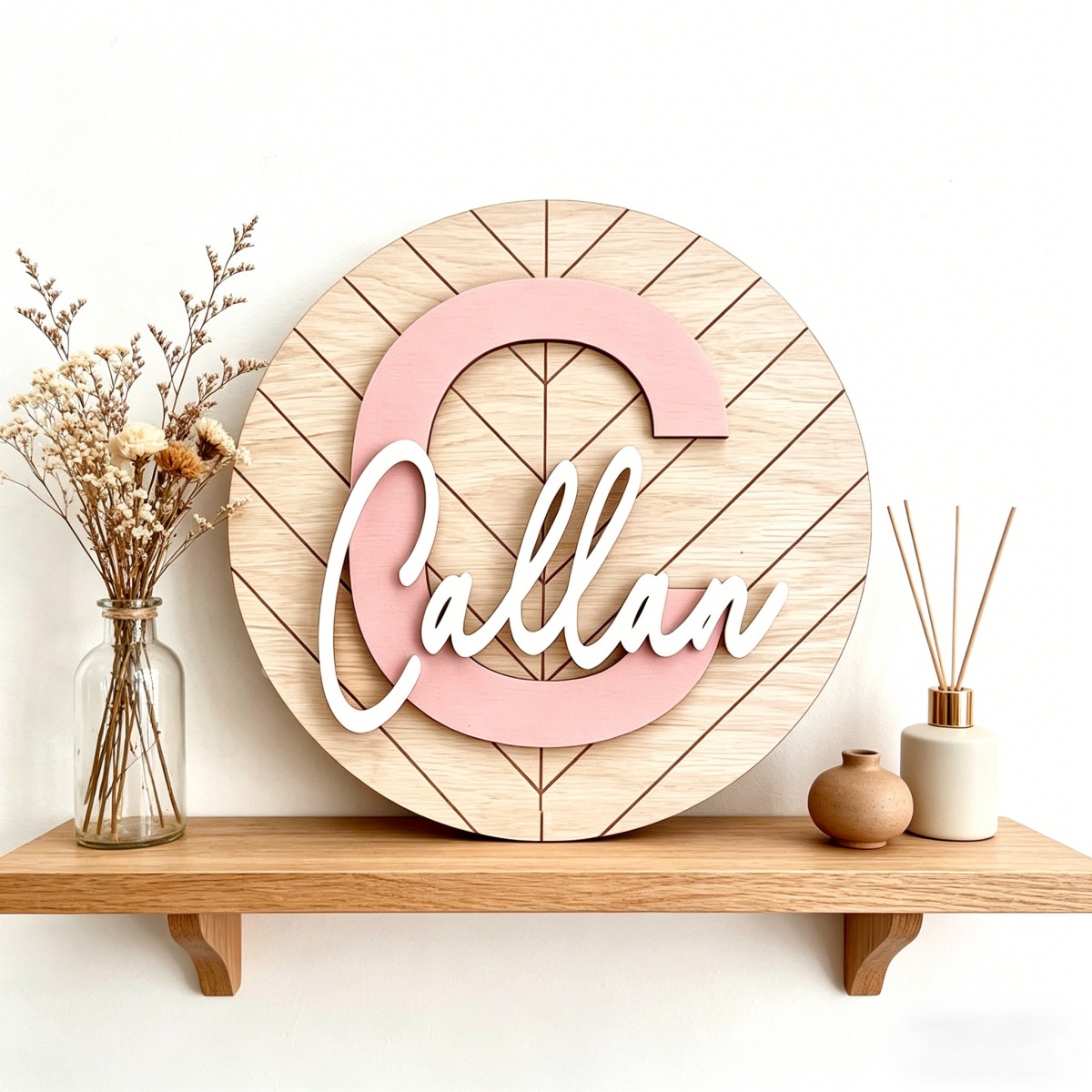 Baby Nursery Diy - 1Pc Custom Round Geometric Wooden Name