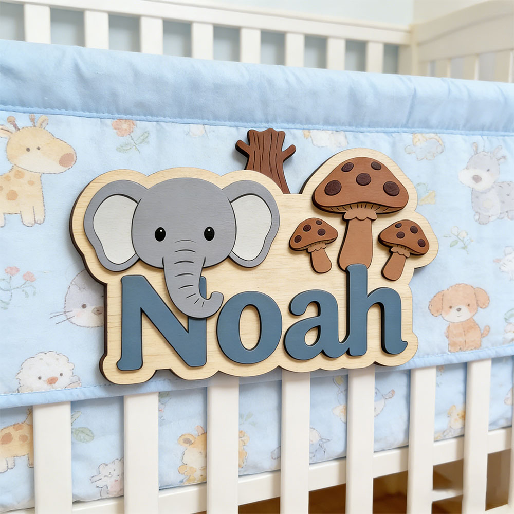 Customizable Cartoon Elephant  - Baby Nursery Themes Boy recension och pris