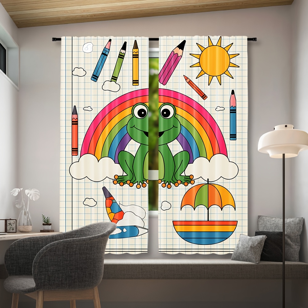Cute Rainbow Frog Curtain Wind - Baby Nursery Themes Boy recension och pris