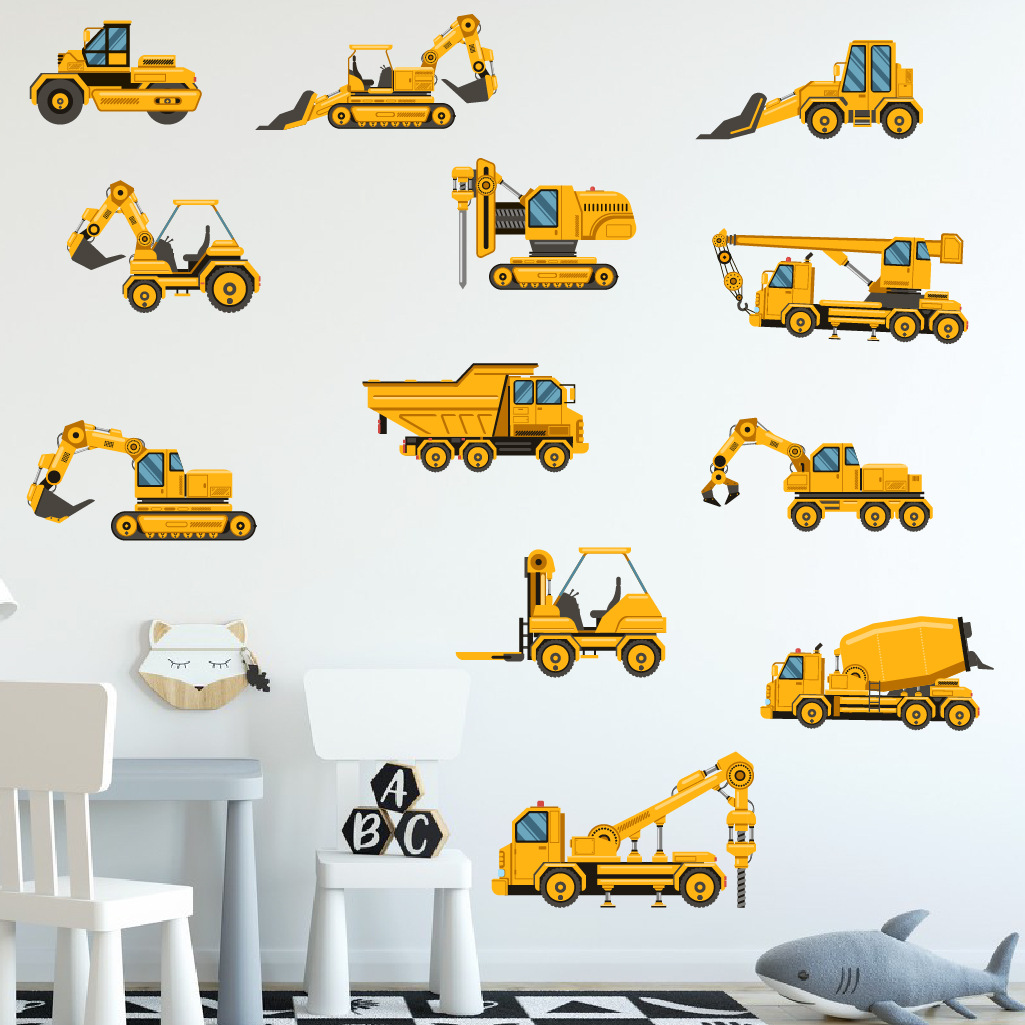 Cartoon Excavator Engineering  - Baby Nursery Stickers recension och pris