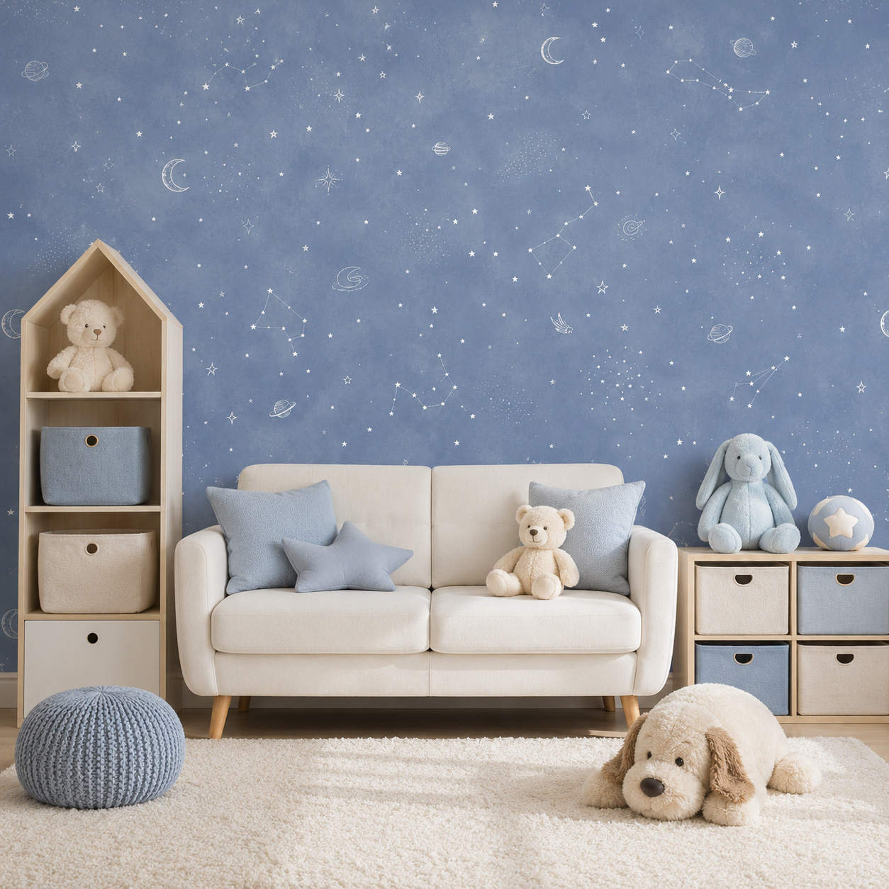 Blue Starry Sky Self Adhesive  - Baby Nursery Mural Wallpaper recension och pris
