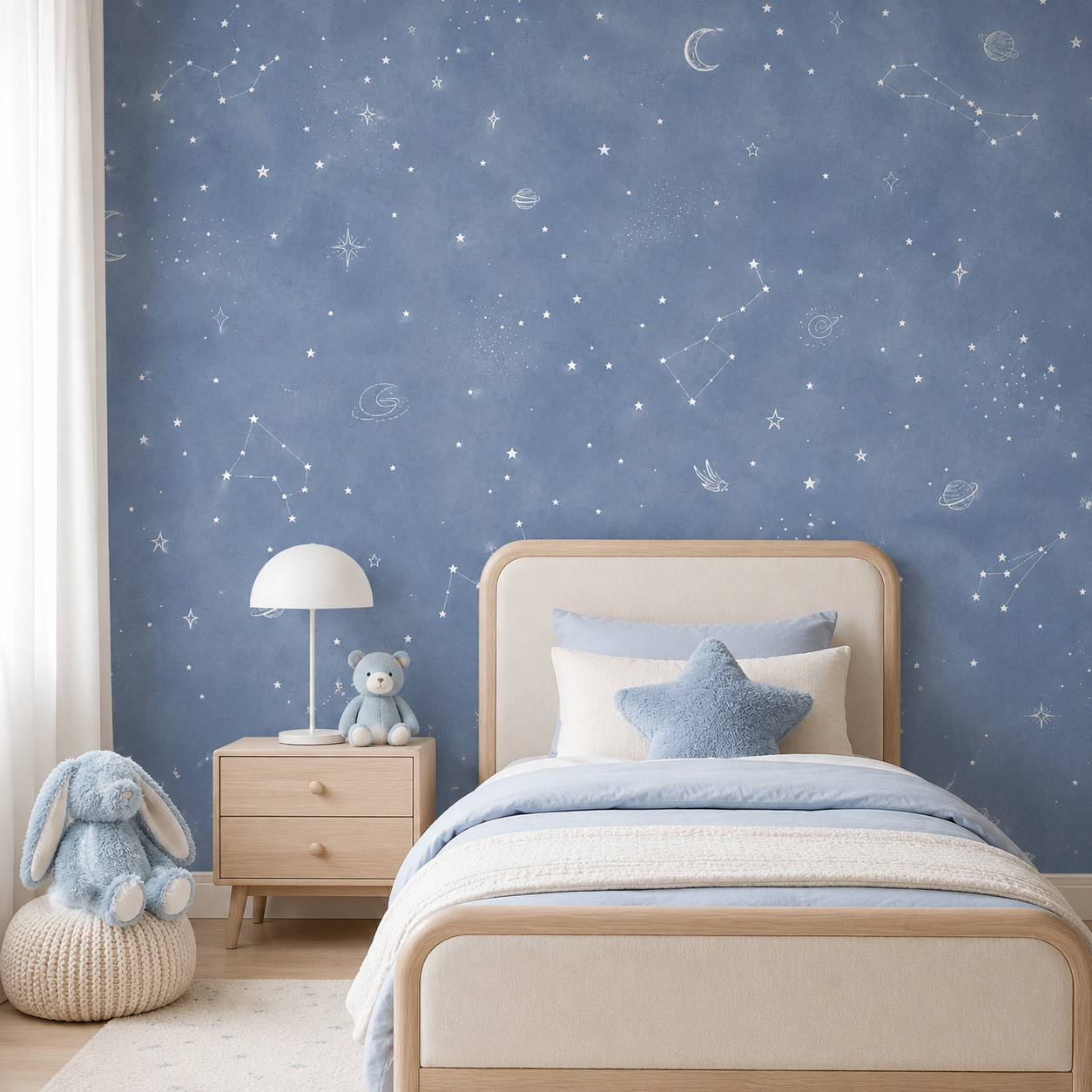 Blue Starry Sky Self Adhesive  - Baby Nursery Mural Wallpaper recension och pris