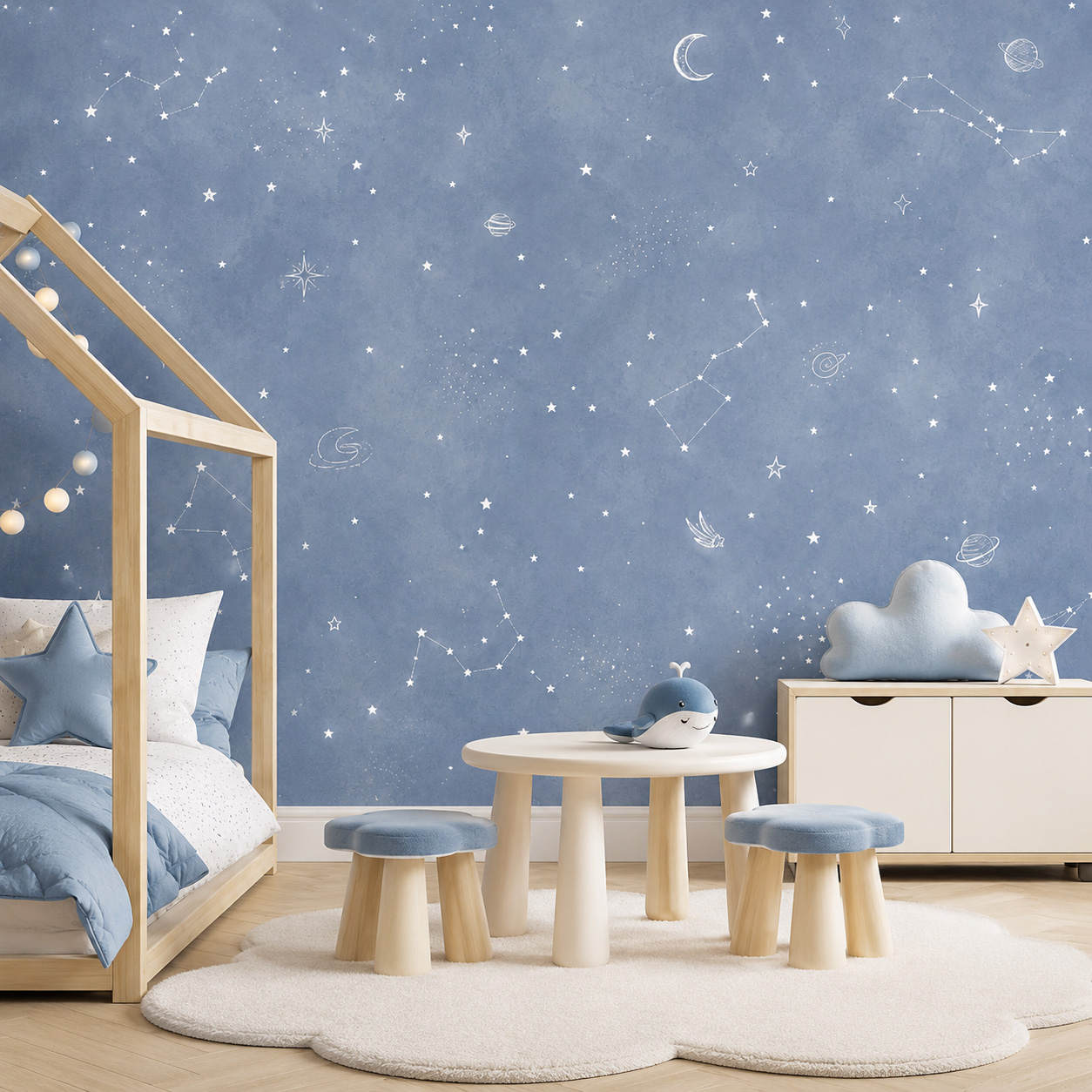 Blue Starry Sky Self Adhesive  - Baby Nursery Mural Wallpaper recension och pris