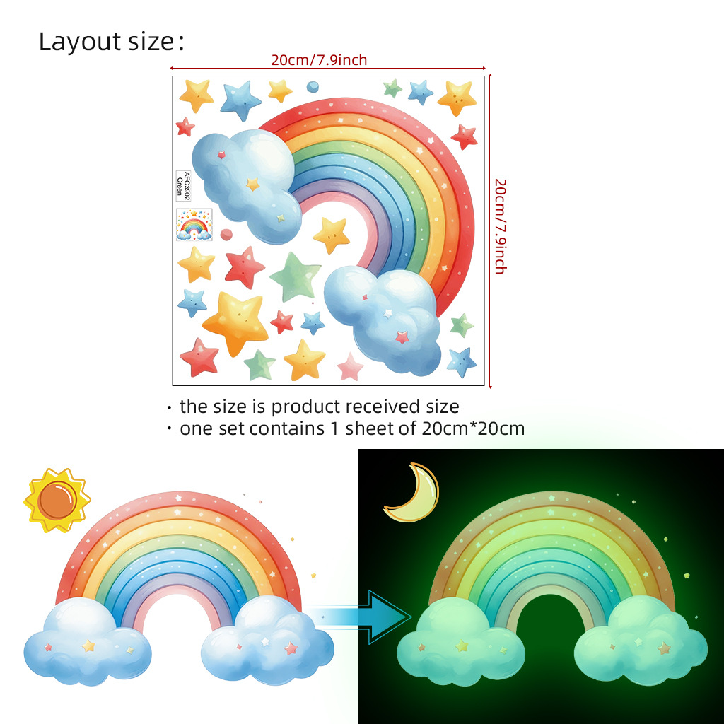Cartoon Rainbow Luminous Wall  - Baby Nursery Diy recension och pris