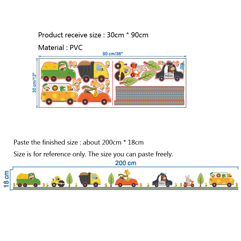 Cartoon Animals Car Wall Stick - Baby Nursery Stickers recension och pris