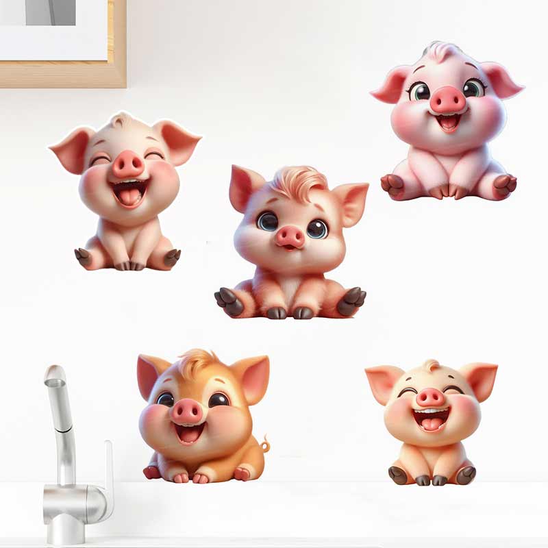Cute Piggy Wall Sticker Baby K - Baby Nursery Mural Wallpaper recension och pris