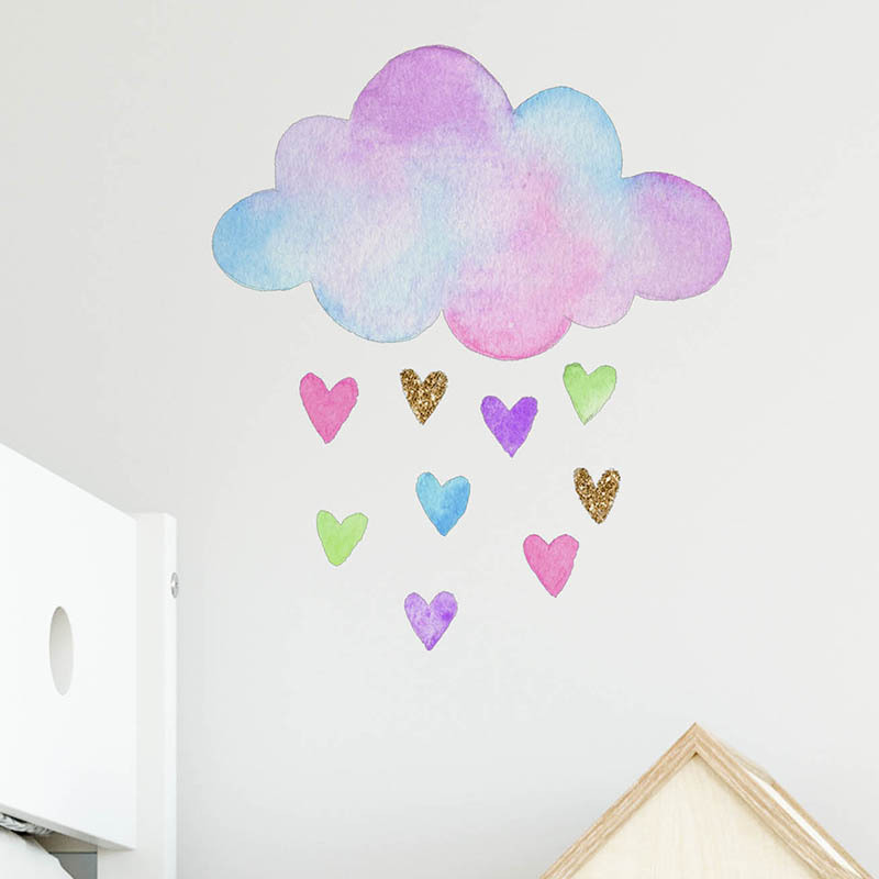 Hand Drawn Colorful Love Cloud - Baby Nursery Mural Wallpaper recension och pris