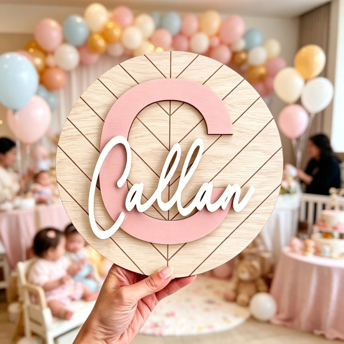 1Pc Custom Round Geometric Woo - Baby Nursery Diy recension och pris