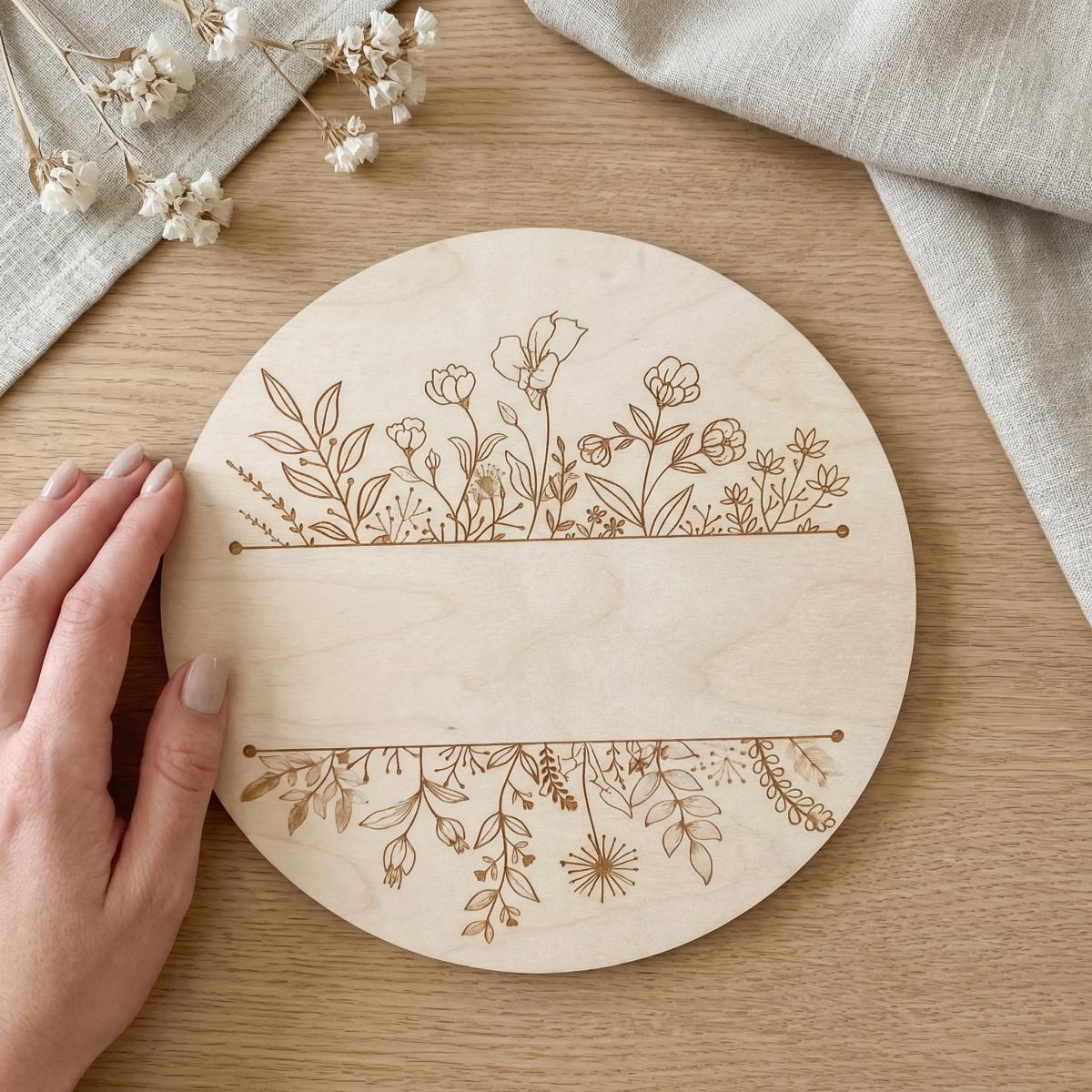 Personalized Floral Round Wood - Baby Nursery Toy recension och pris