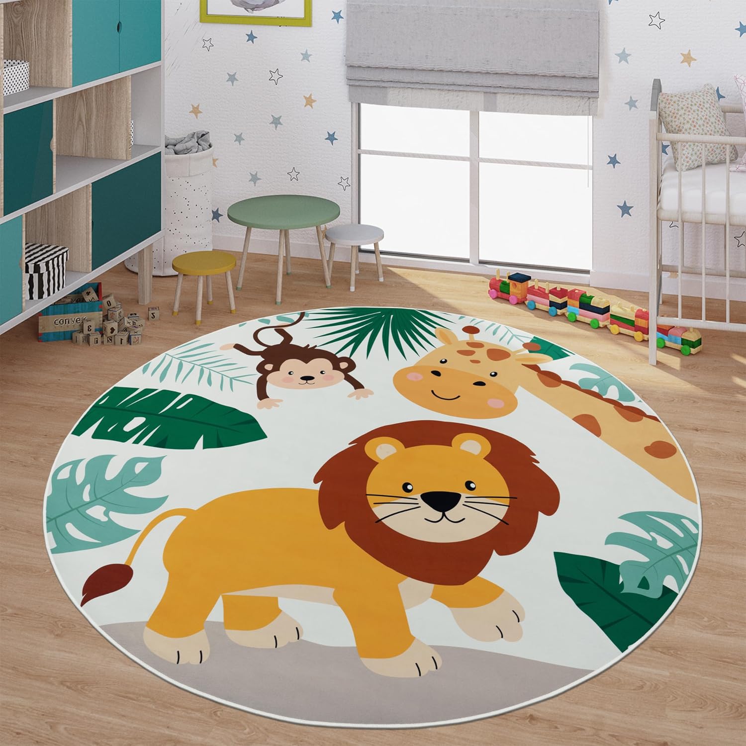 Soft Round Jungle Animal Print - Baby Nursery Jungle Theme recension och pris