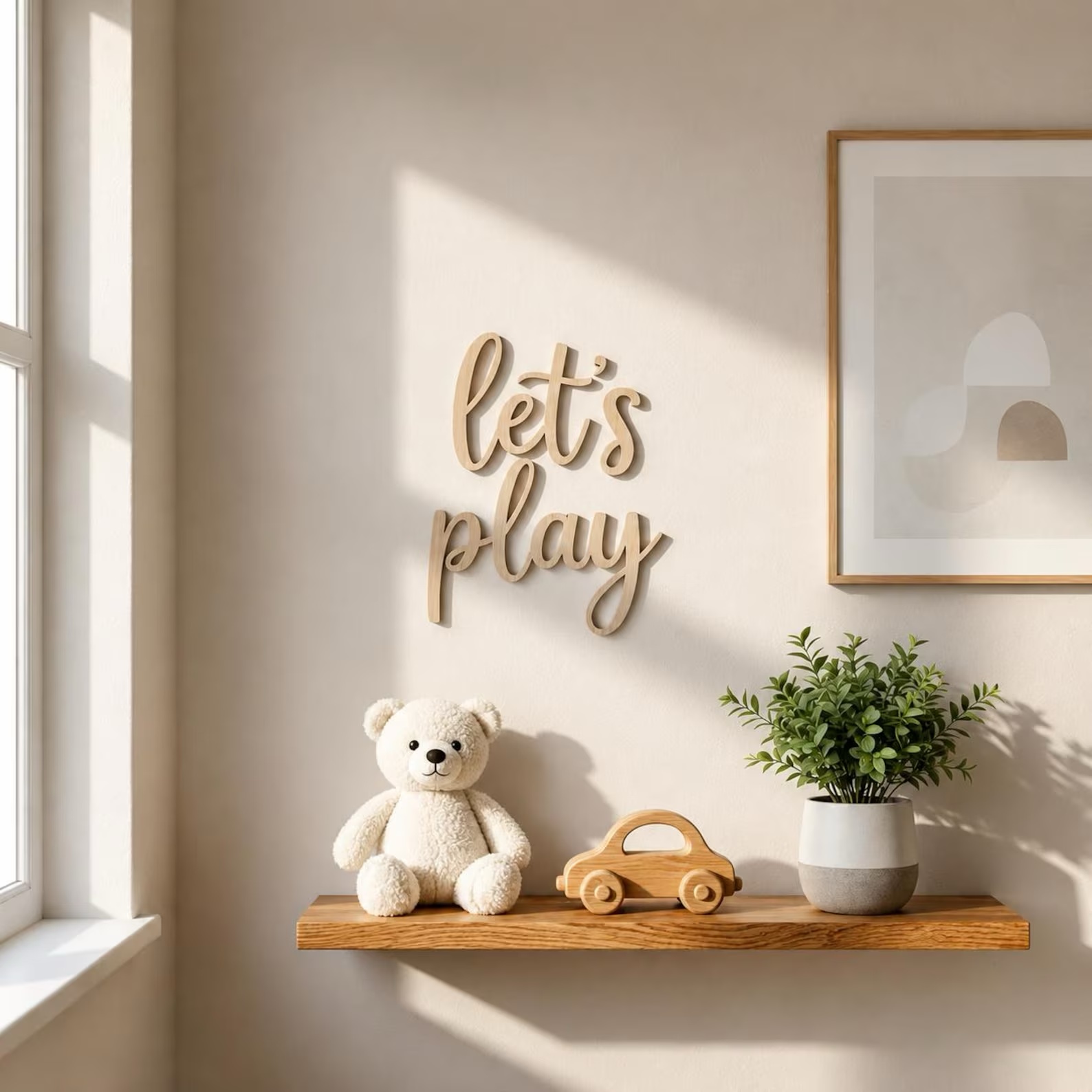 Let's Play Wooden Wall Sign, P - Baby Nursery Toy recension och pris