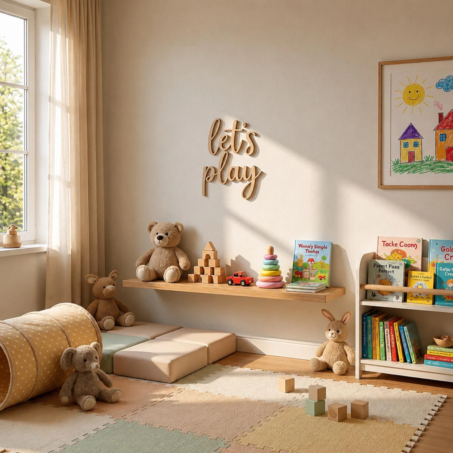 Let's Play Wooden Wall Sign, P - Baby Nursery Toy recension och pris