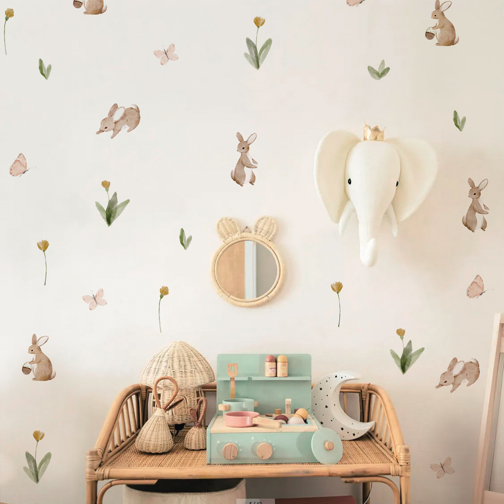 Summertime Watercolor  Cute Bu - Baby Nursery Stickers recension och pris