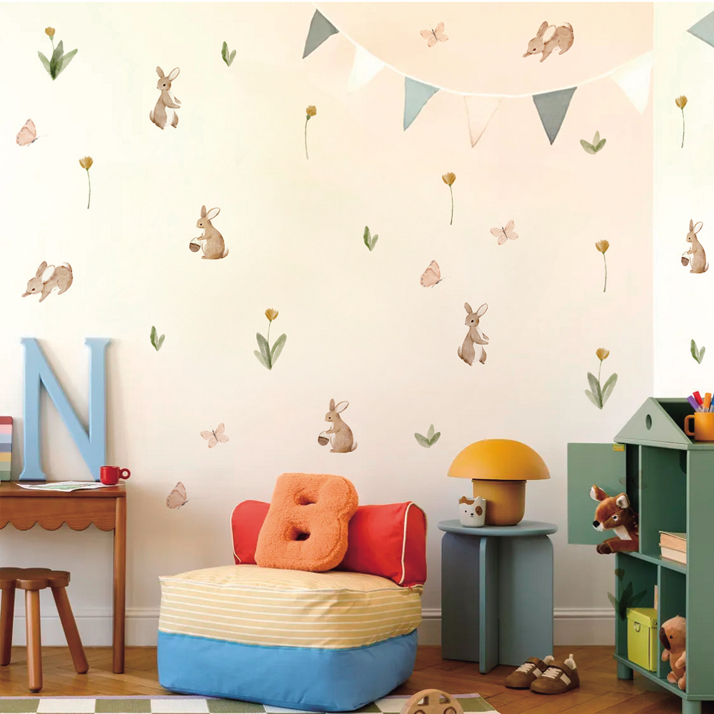 Summertime Watercolor  Cute Bu - Baby Nursery Stickers recension och pris