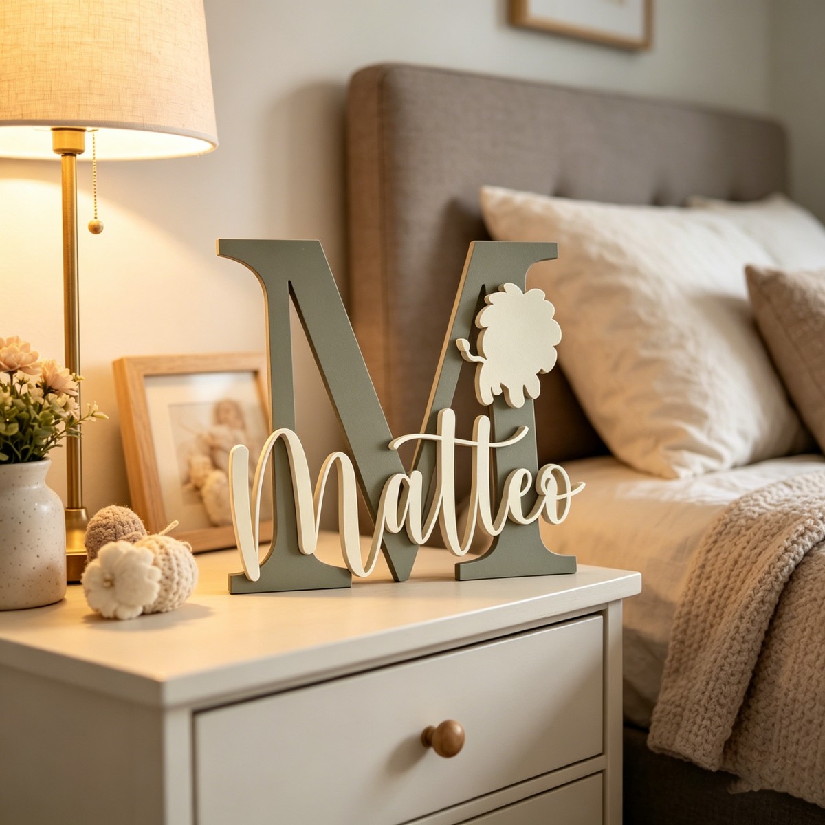 1Pc Custom Lion Name & Initial - Baby Nursery Diy recension och pris