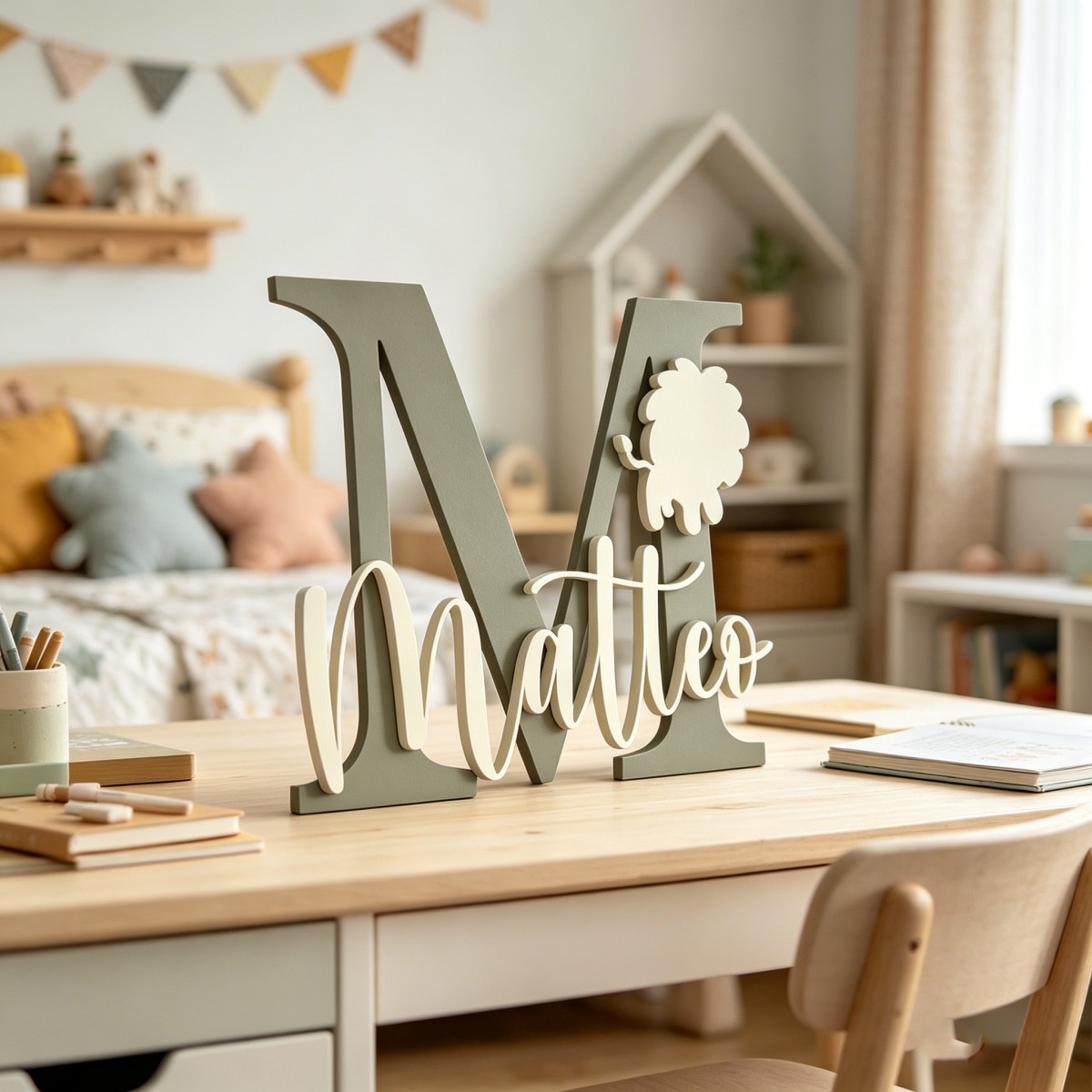 1Pc Custom Lion Name & Initial - Baby Nursery Diy recension och pris