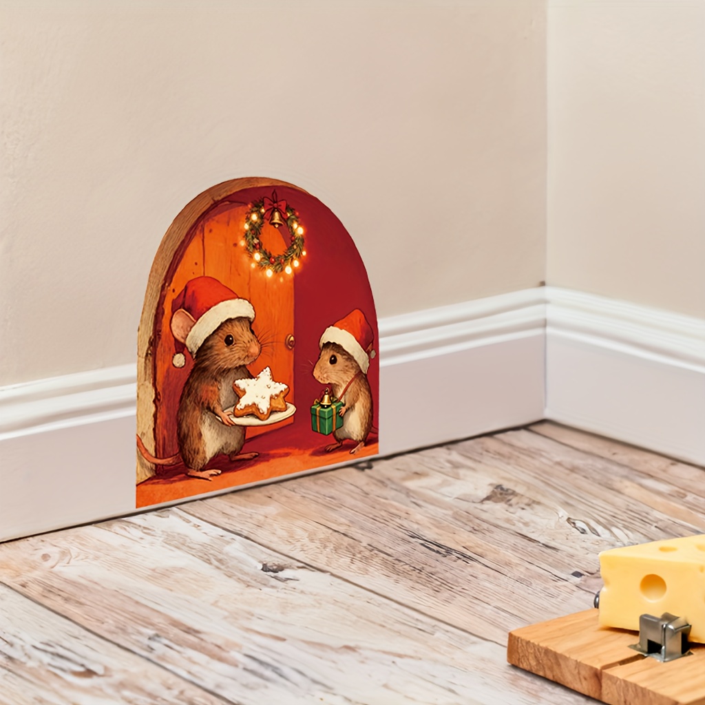 Festive Christmas Mouse Hole W - Baby Nursery Mural Wallpaper recension och pris